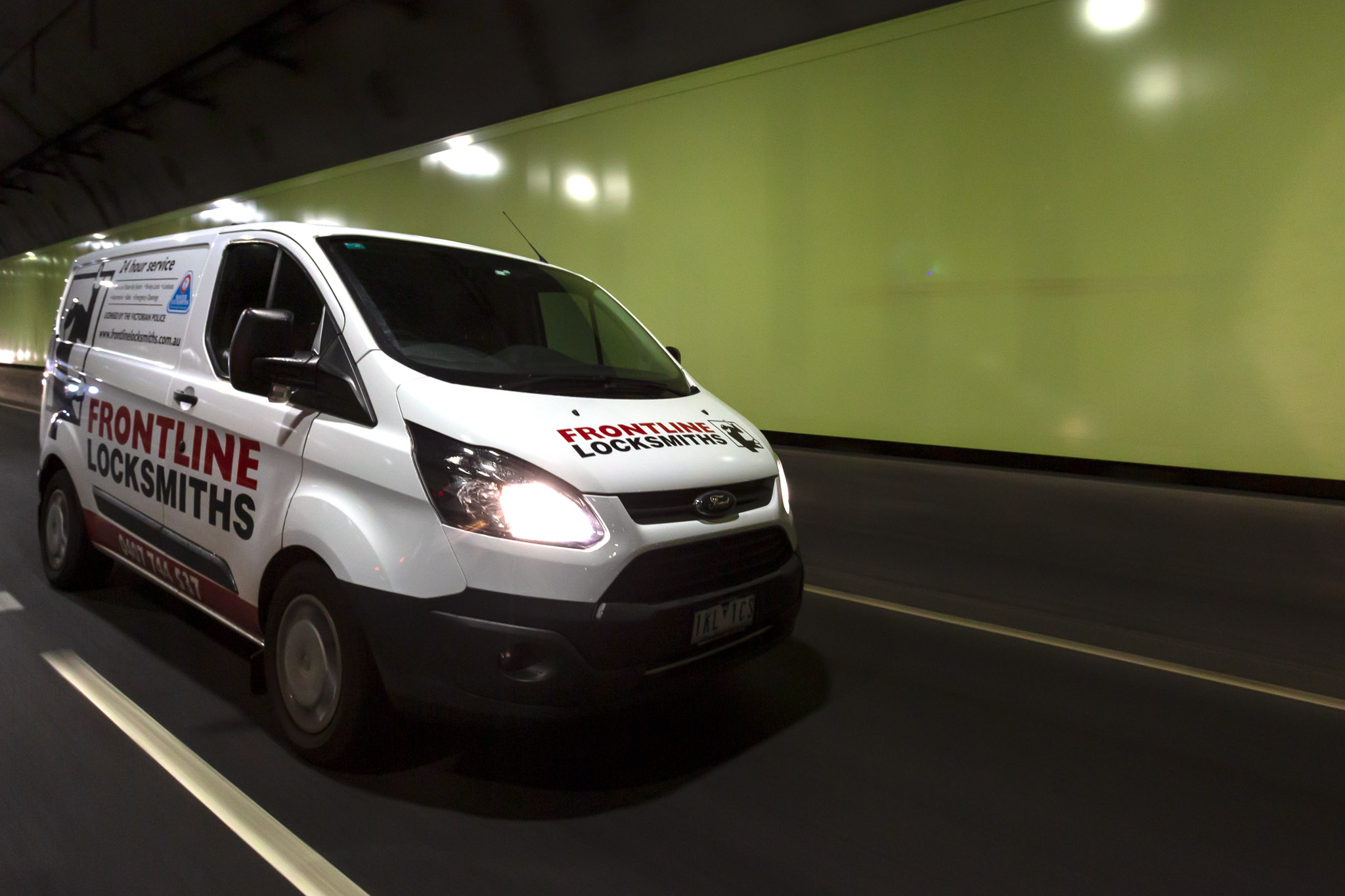 Frontline Locksmiths on the road, responding to a 24/7 emergency callout